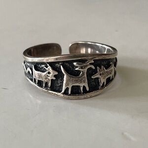Story teller ring adjustable size storyteller real silver black cool animals 925